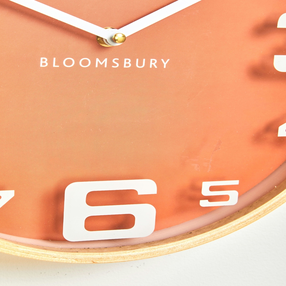 image 1 of Interiors by Premier Sleek Orange Wood Large Numbers Wall Clock, Modern Design Clock In Kitchen, Versatile Wall Clock For Indoor