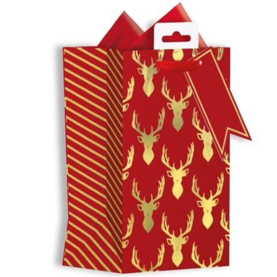 image 1 of Red Stag Heads Design Christmas Perfume Gift Bag