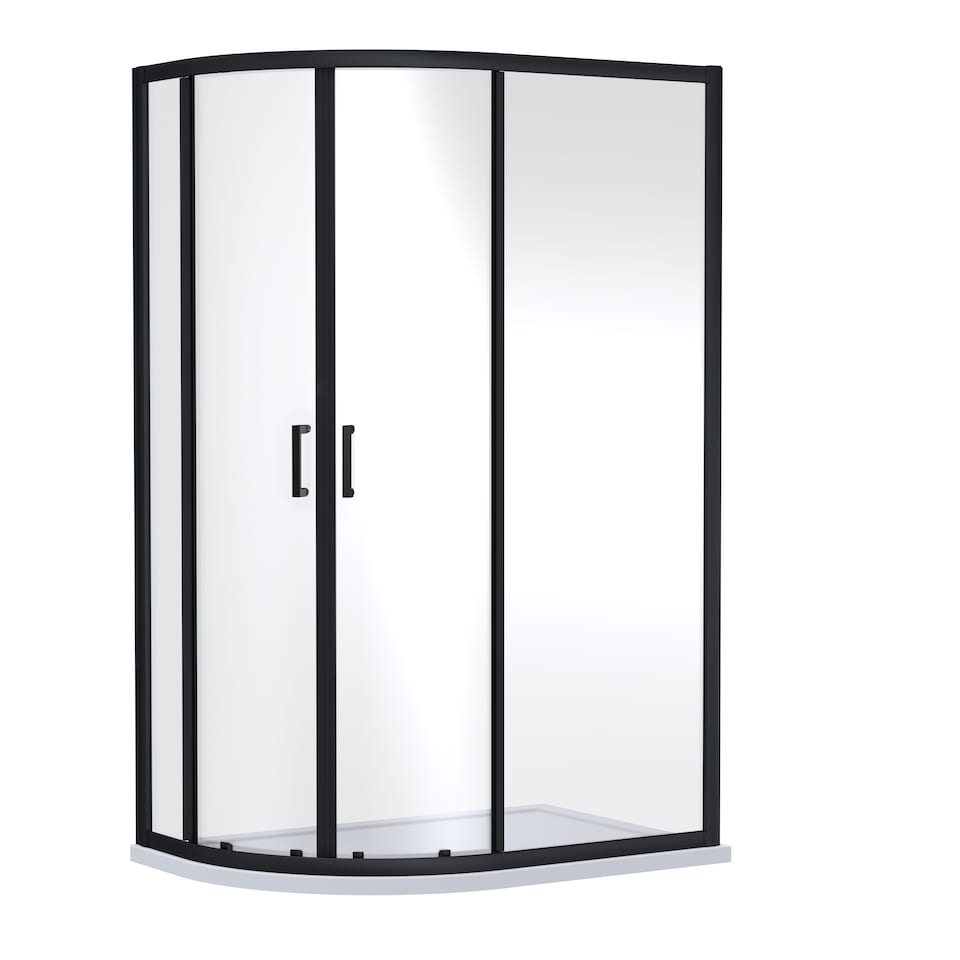 image 1 of Balterley Ruwa Toughened Safety Glass Offset Quadrant Shower Enclosure - Balterley | Black | Matt Black | 1