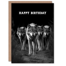 Happy Birthday Wolf Pack Animal Photograph Birthday Card