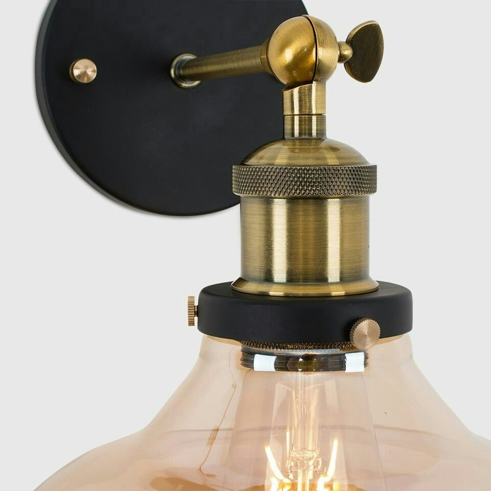 image 1 of ValueLights Wallace Black Indoor Wall Light and E27 Pear LED 4W Warm White 2700K Bulb