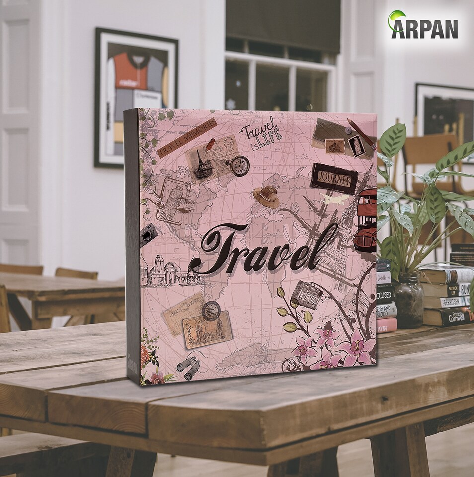 image 1 of ARPAN Slip In Case Memo Photo Album – Holds 200 Photos 4"x6" (10x15cm) – Hardcover Picture Album with Memo Writing Space for Family, Wedding & Travel Memories