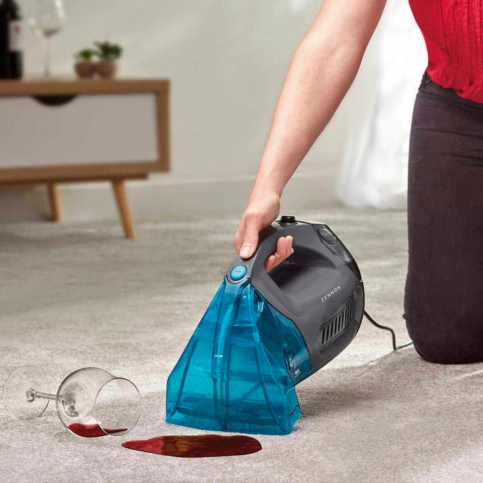 image 1 of Zennox Handheld Carpet and Upholstery Washer Grey/Turquoise
