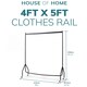 image 2 of House of Home Heavy Duty Clothes Rail 4ft Long x 5ft Tall Black Quality Metal Stand Rack | Black