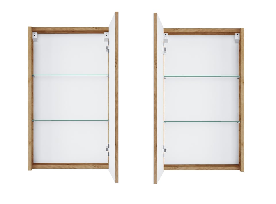image 1 of Bathroom Mirror Cabinet Mirrored Wall Unit 400mm Slimline Cupboard Oak Finish Narrow Storage Avir