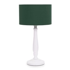 ValueLights Victoria White Wood Table Lamp Green Shade and Bulb