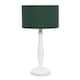image 1 of ValueLights Victoria White Wood Table Lamp Green Shade and Bulb