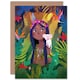 image 1 of Jungle Girl Flowers Monkey Kids Birthday Child Card