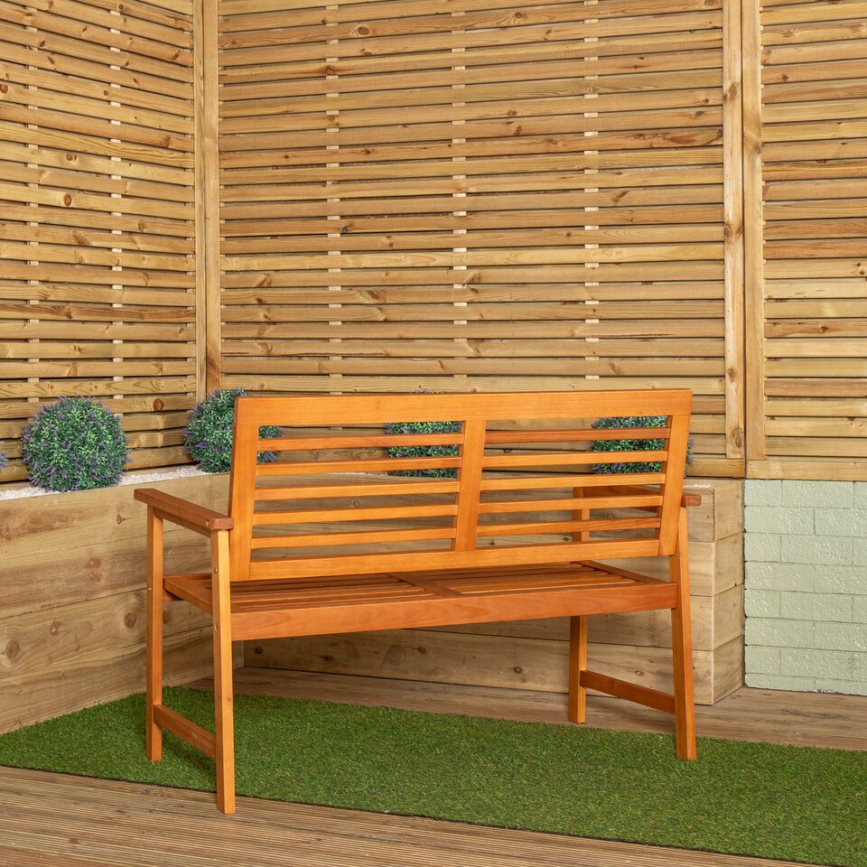 image 1 of Waimea 2 Seater Outdoor Wooden Garden Bench | Brown | Brown