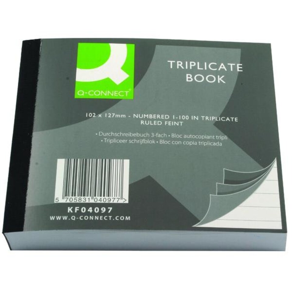 image 1 of Q-Connect Feint Ruled Triplicate Book 102x127mm