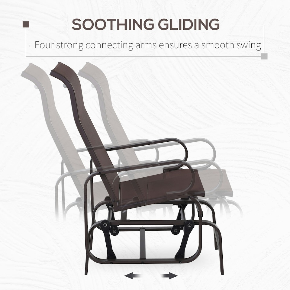 image 1 of Outsunny Outdoor Gliding Rocking Chair w/ Metal Frame for Patio, Garden, Brown