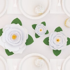 Assorted White Paper Flowers DIY Decoration Kit - Pack of 3
