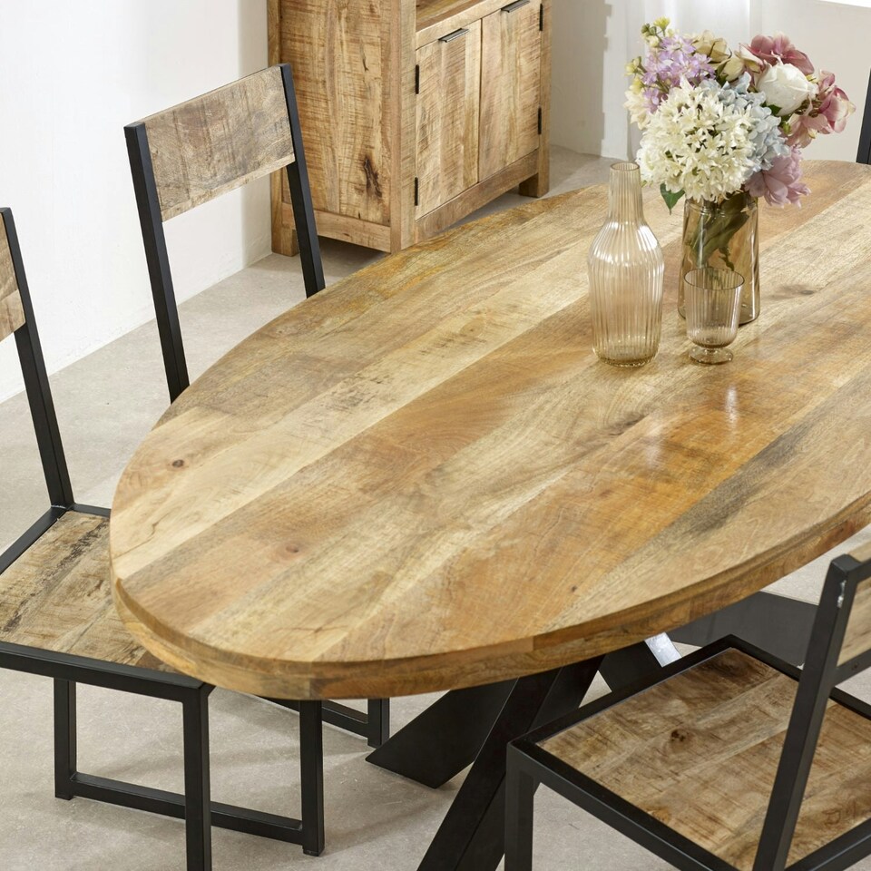 image 1 of Valor Mango Wooden 6-8 Seater Oval Dining Table Brown