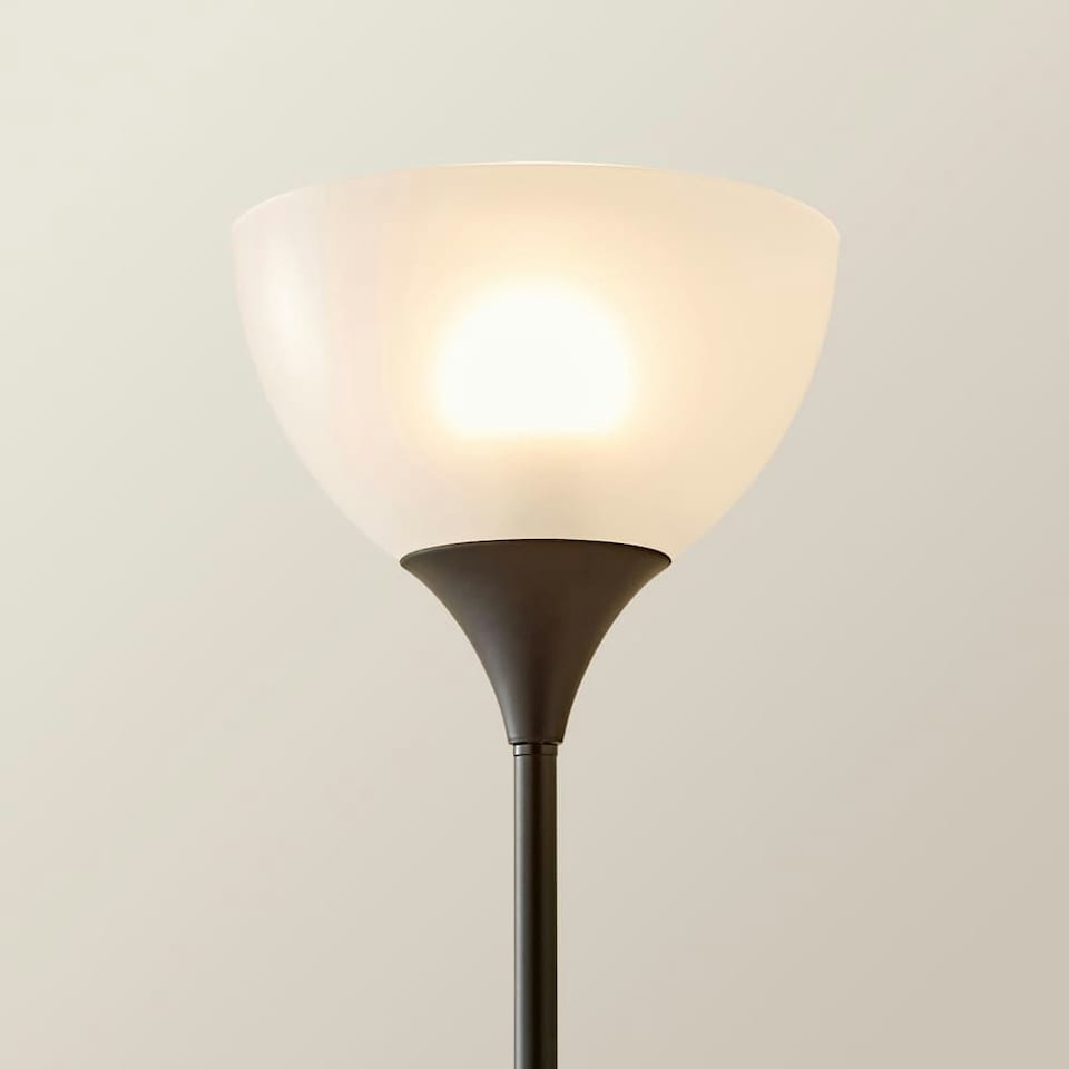 image 1 of ValueLights Dalby Black Uplighter Floor Lamp White Shade & Bulb Black