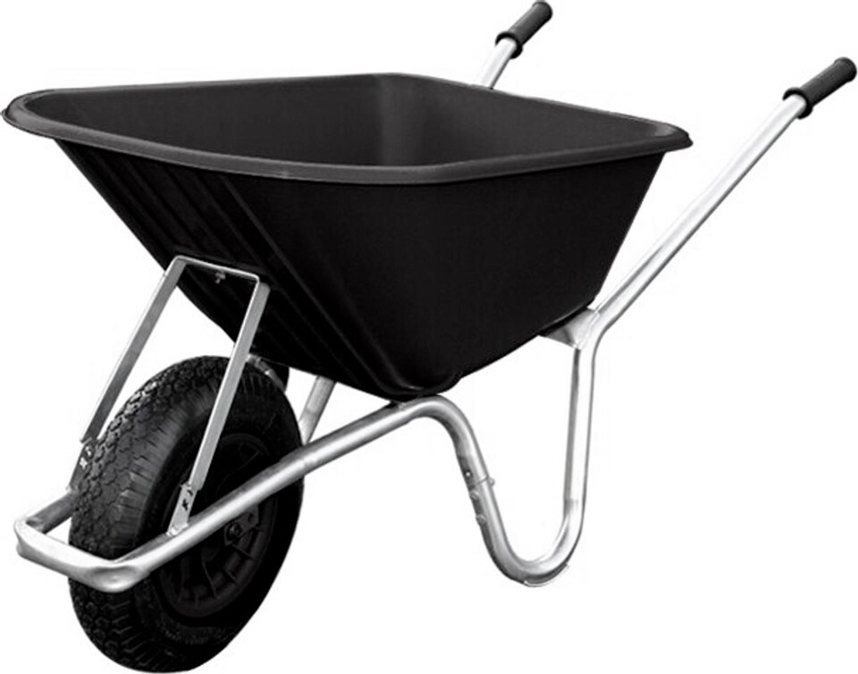 image 1 of Big Mucker Wheelbarrow Black With 120kg/100l Capacity, Strong Deep Plastic Pan, Twin Handles, Pneumatic Wheel