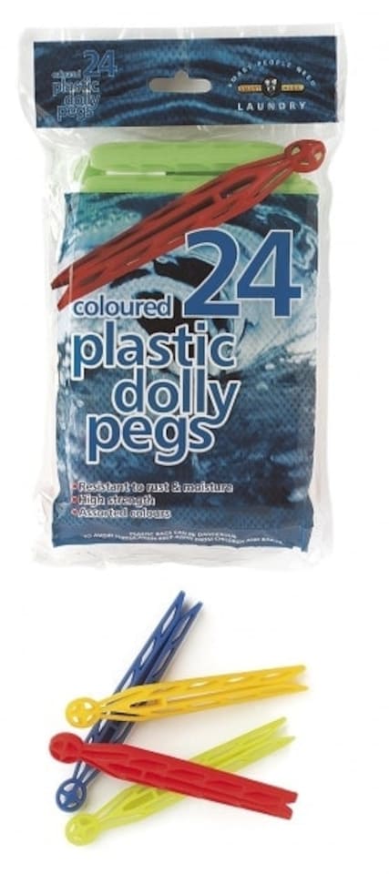 image 1 of Pack of 24 Coloured Plastic Dolly Pegs
