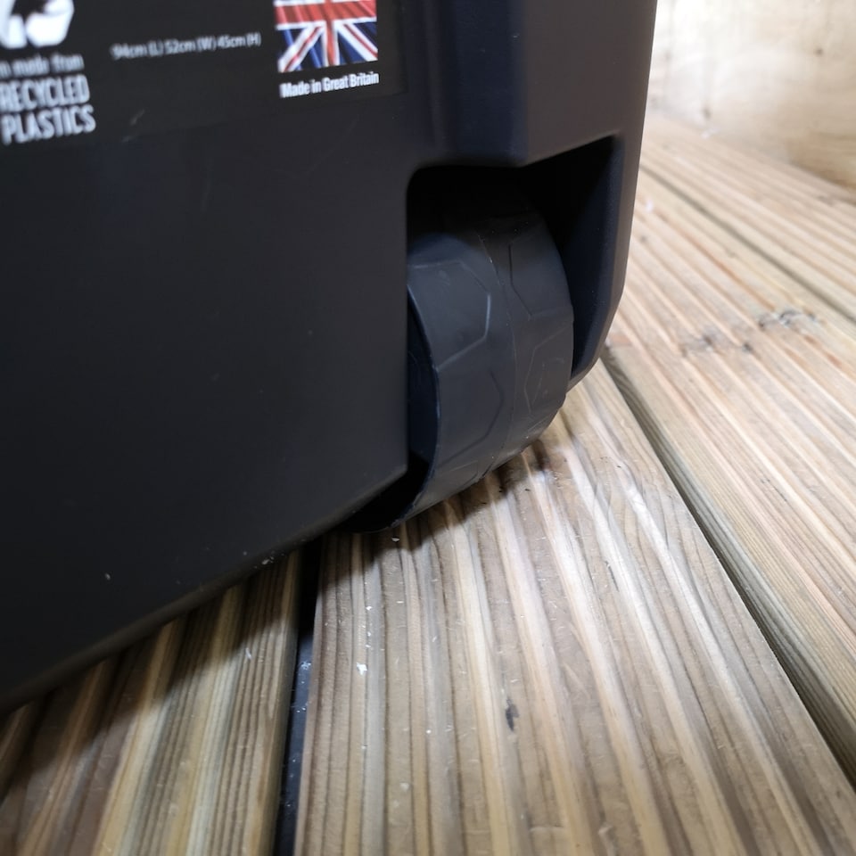 image 1 of 1 x 145L AND 1 x 75L Heavy Duty Trunks on Wheels Sturdy, Lockable, Stackable and Nestable Design Storage Chest with Clips in Black