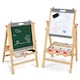 image 2 of COSTWAY 3-in-1 Foldable Kids Easel Kids Wooden Art Easel Double Sided Blackboard Chalks