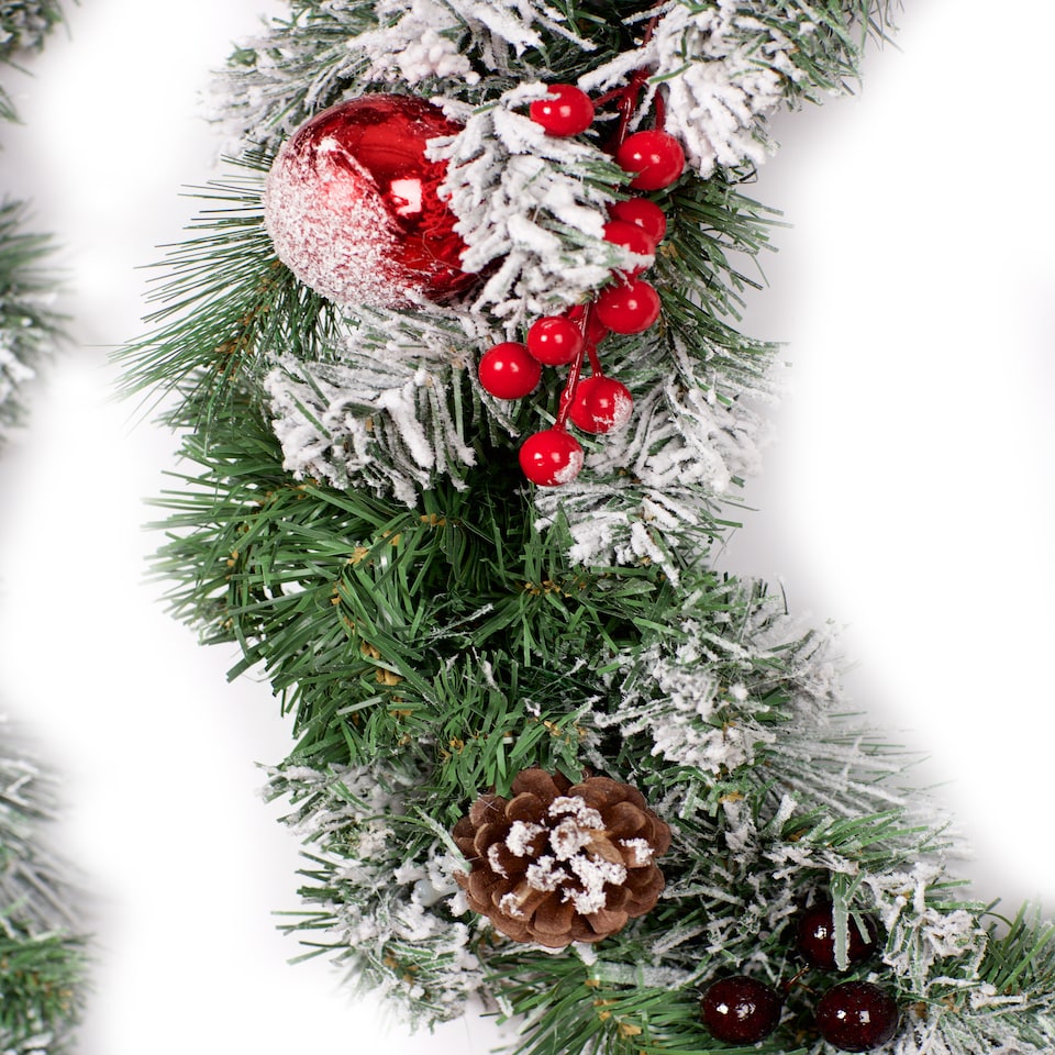 image 1 of Best Artificial Christmas 12ft Frosted Red Garland