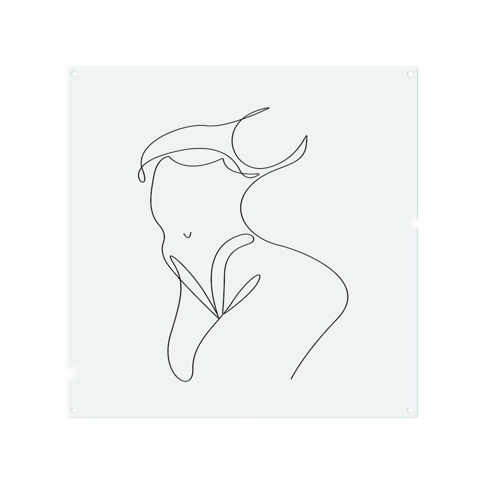 image 1 of line art of femail body Designer Splash Back | White