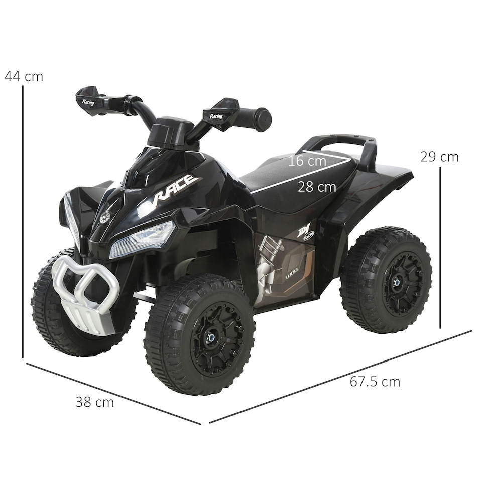 image 1 of HOMCOM No Power Quad Toddler Ride on Car Foot-to-Floor Sliding Black