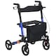 image 1 of HOMCOM 4 Wheel Rollator with Seat and Back, Folding Mobility Walker with Carry Bag, Adjustable Height, Dual Brakes, Cane Holder, Lightweight Aluminium Walking Frame for Seniors and Disabled, Blue