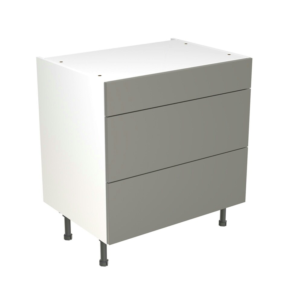 image 1 of 3 Drawer Base Unit 800mm w/ Slab Cabinet Door - Ultra Matt Dust Grey Grey | Ultra Matt Dust Grey