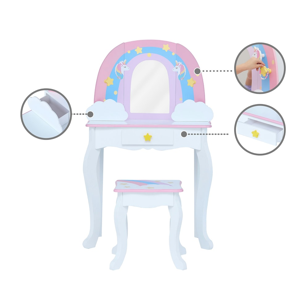 image 1 of Teamson Kids Little Dreamer Rainbow Medium Toy Vanity, Pink