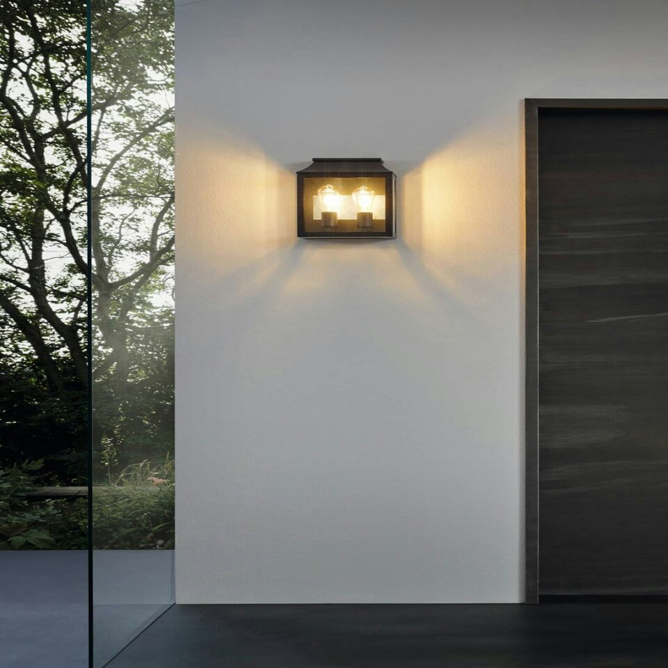 image 1 of EGLO Soncino 2-Light Industrial Exterior Wall Light With Glass Panels
