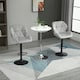 image 6 of HOMCOM Bar Stool Set of 2 Fabric Adjustable Height Counter Chairs Light Grey