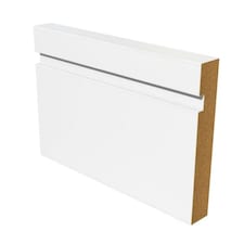 PACK OF 10 (Total 10 Units) - Grooved Square Edge White MDF Skirting - 18mm x 144mm - 4200mm Length