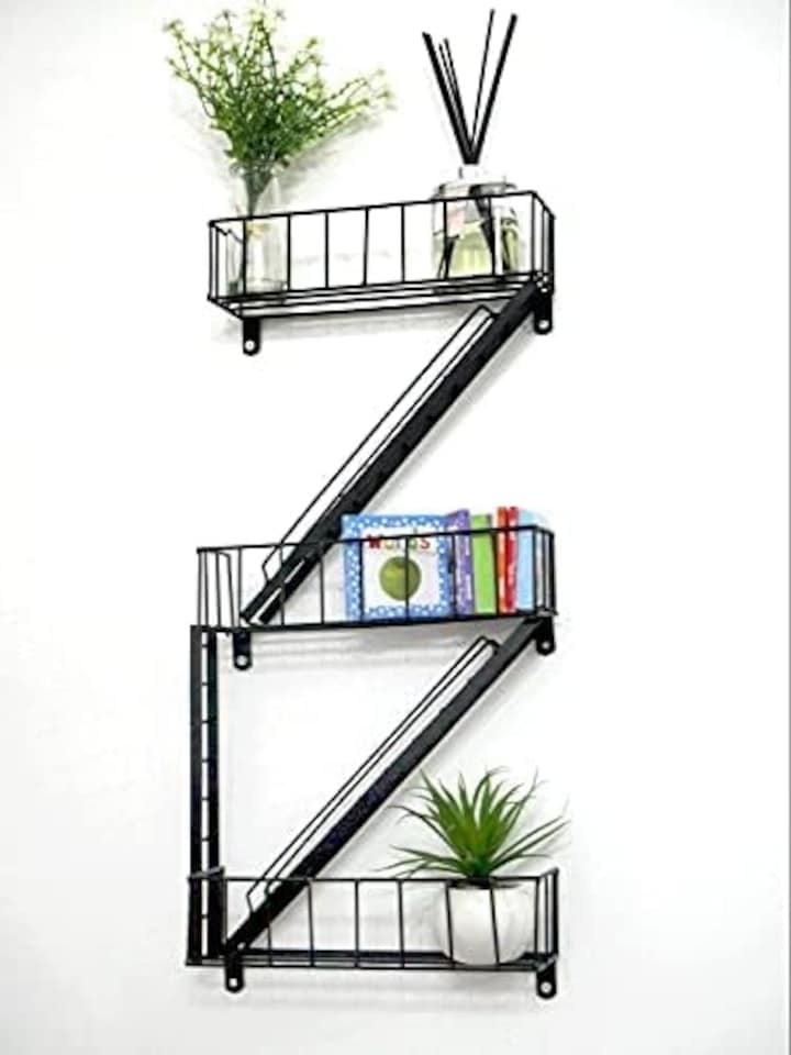 image 1 of Marco Paul Fire Escape Floating Bathroom Shelves | Black
