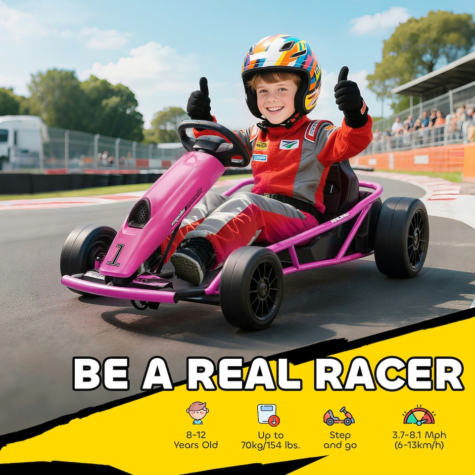 image 1 of HOMCOM 24V Electric Go Kart for Kids with Music, Horn Honking, Slow Start