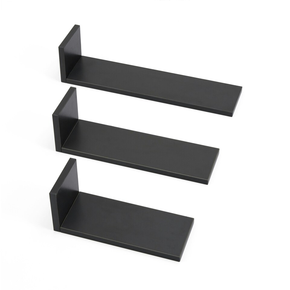 image 1 of Tutti Bambini Set of Three L-Shaped Wall Shelves - Slate Grey