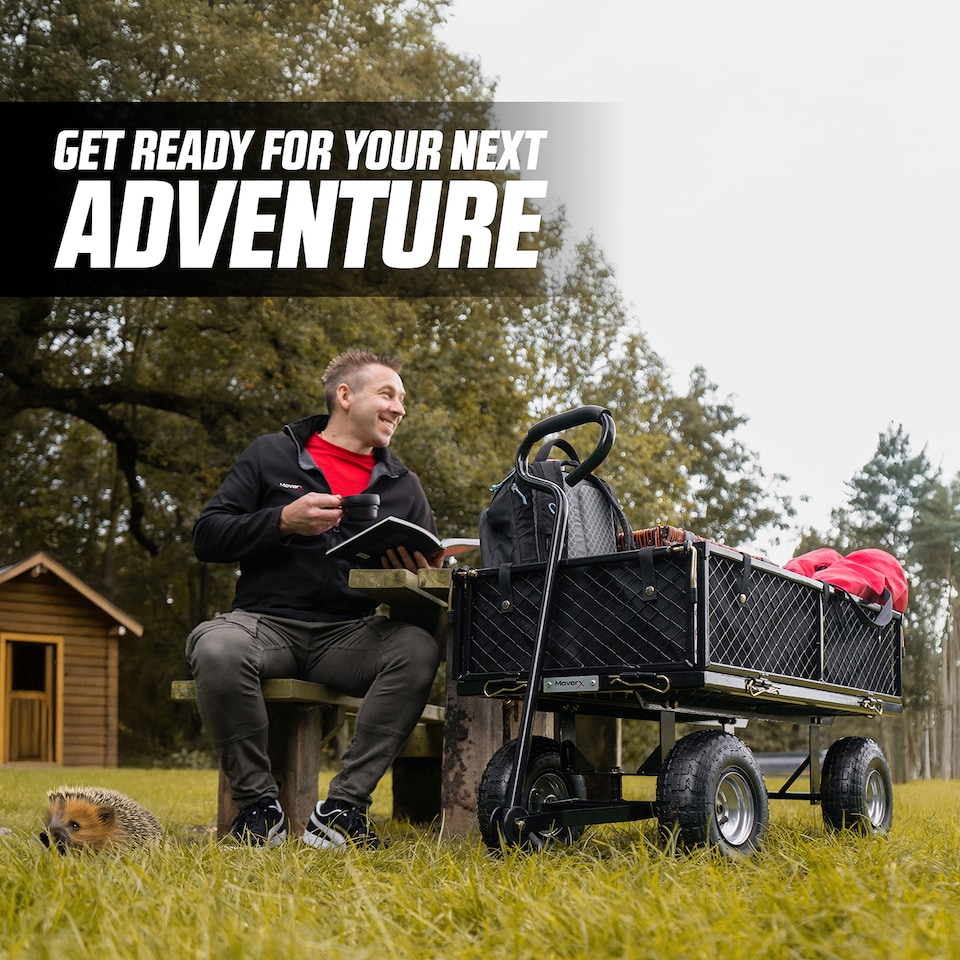 image 1 of MoverX 250KG Garden Trolley Heavy-Duty Wagon, Folding Sides, Rubber Wheels