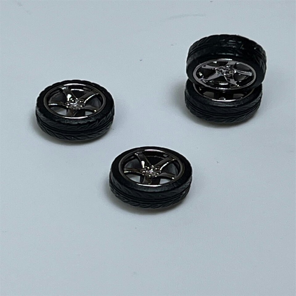 image 1 of BNDS Custom Wheel Parts Wheel and Tyre Set Black Chrome 1:64 MOT Hobby BC26402SBC