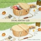 image 5 of Outsunny Wicker Picnic Basket for 2 with Pine Wood Lid, Light Brown