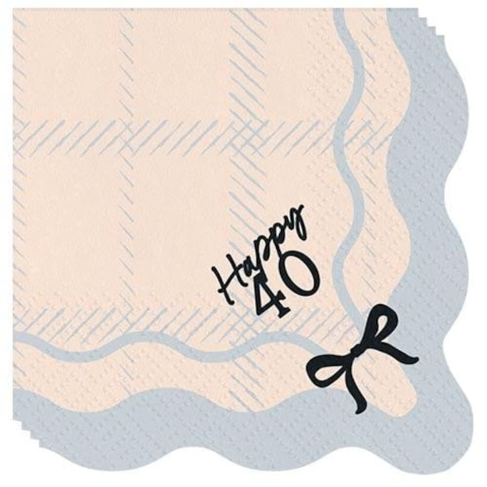 image 1 of Happy 40th Birthday Black Bow Cream Elegant Milestone Paper Luncheon Napkins 2 Ply 33cm - Pack of 12 Black