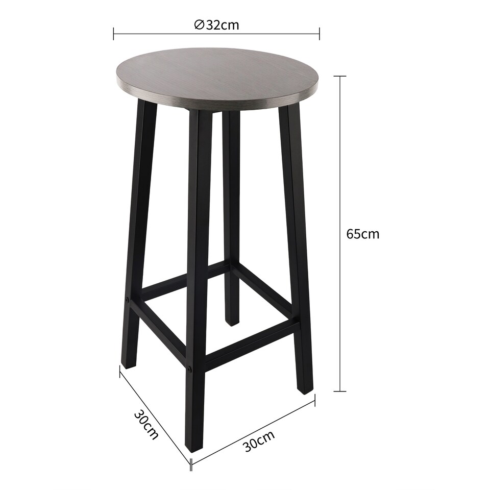 image 1 of Groundlevel Set Of 2 Wooden Tall Bar Stools Bar Chair Breakfast Kitchen Counter | Grey | Grey