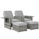 image 2 of Outsunny 5PC PE Rattan Sun Lounger, Outdoor Wicker 5-level Adjustable Recliner Sofa Bed with Storage Side Table and Footstools, for Patio, Garden, Poolside, Grey