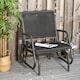 image 1 of Outsunny Outdoor Garden Glider Chair, Metal Frame Single Armchair Swing Seater with Breath Mesh Fabric Seat, Curved Backrest, Armrests, for Living Room, Patio, Porch, Dark Grey