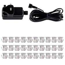 Set of 30 - 30mm Stainless Steel IP67 Cool White LED Decking Kit