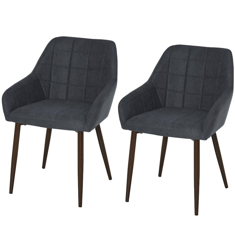 image 1 of HOMCOM 2 Pieces Dining Chair with Sponge Padding Metal Leg Home Office