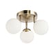 image 2 of Modern Triple Opal Glass Globe IP44 Rated Bathroom Antique Brass Ceiling Light | Gold