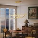 image 9 of HOMCOM LED Pendant Light, Modern Ceiling Light with three Temperatures, Adjustable Height Hanging Fixture with Wall Switch for Kitchen Island, Dining Room, Gold Tone | Gold