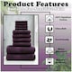 image 3 of VELVETIO 10 Piece Towel Bale Set Toronto Stripe Pattern - 100% Cotton, 450 GSM Purple