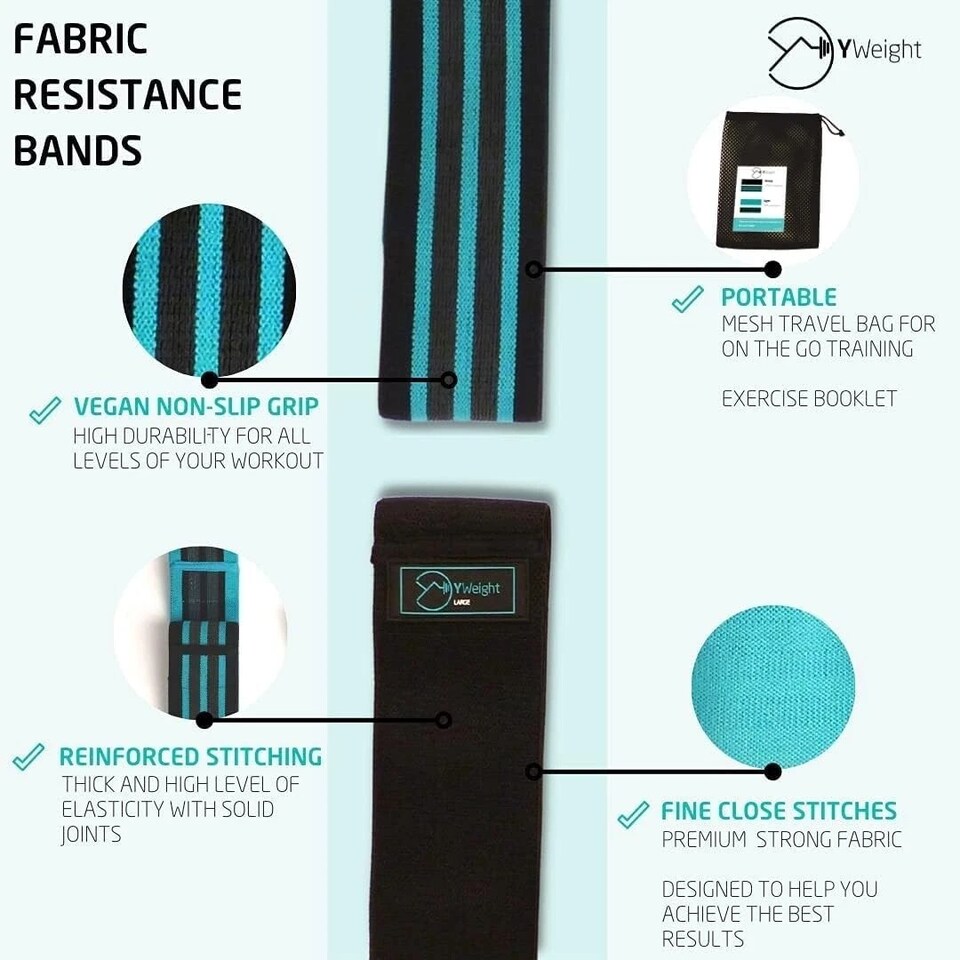 image 1 of 5 Pcs Weight Resistance Exercise Bands Strength Work Out Fitness Training Physio | Multi | Multicoloured | Small Set - 33cm | 5