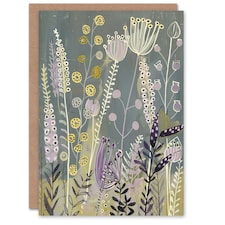 Spring Wildflowers Purple Yellow Scandi Floral Nature Birthday Card