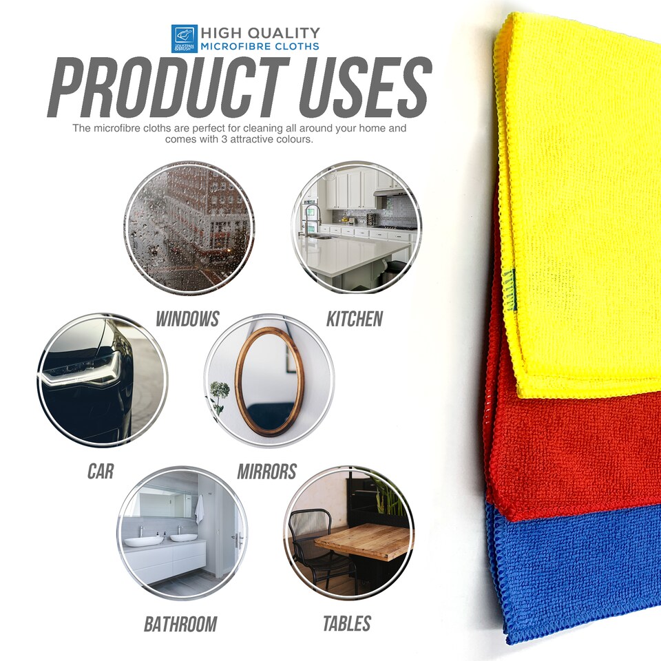 image 1 of Multipurpose Microfibre Cleaning Cloth 40cm x 40cm Super Soft Washable and Lint Free - Pack of 3
