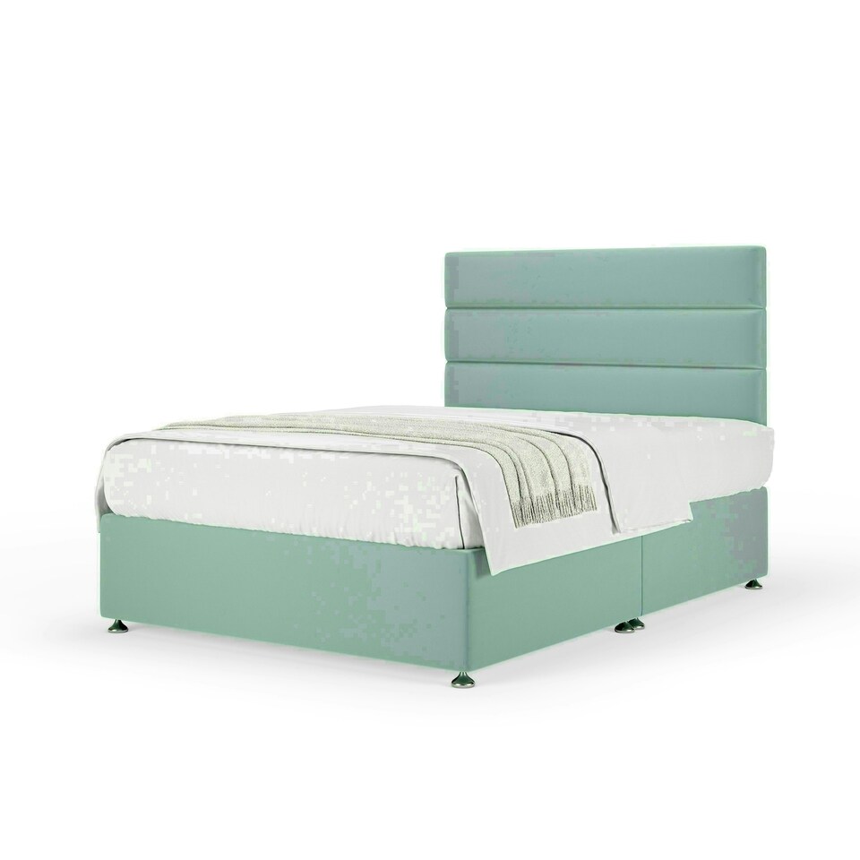 Duckegg Plush Velvet No Drawer Divan Base and Milan Headboard Double